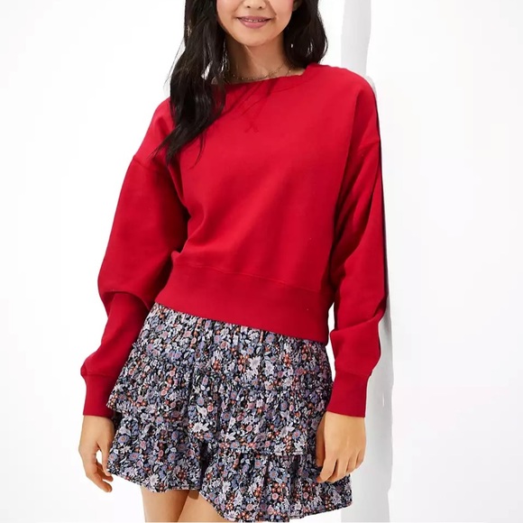 American Eagle Outfitters Sweaters - NWT American Eagle | Balloon Sleeve Crewneck Red | Size Small